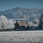 winter-proof your home ukds blog snow speckled house in a field surrounded by trees